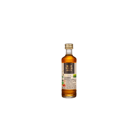 Garrafa de 50ml da Bebida Mista Weber Haus de Jambu, Pimenta e Canela, oferecendo uma explosão sensorial vibrante e intensa.