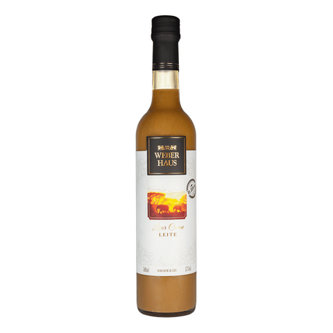 Garrafa de Licor de Creme de Leite Weber Haus 500ml, com cremosidade suave e sabor delicado.