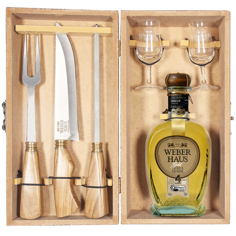 Estojo Churrasco com Cachaça Weber Haus Linha Especial