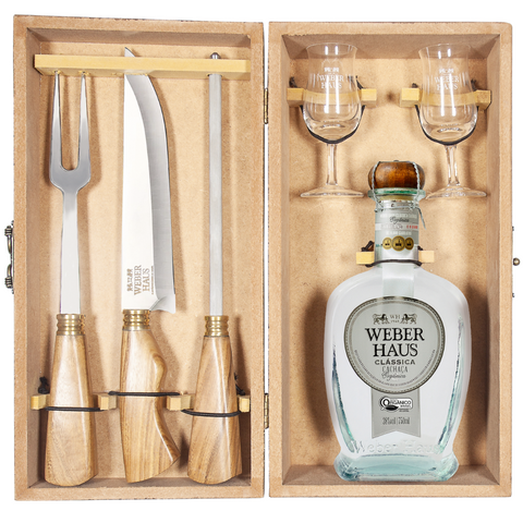 Estojo Churrasco com Cachaça Weber Haus Linha Especial