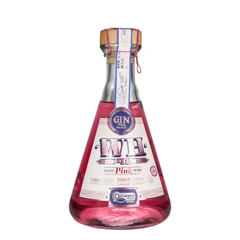 Garrafa de Gin WH48 Pink 750ml, gin orgânico destilado em alambique de cobre com toque floral de hibisco.