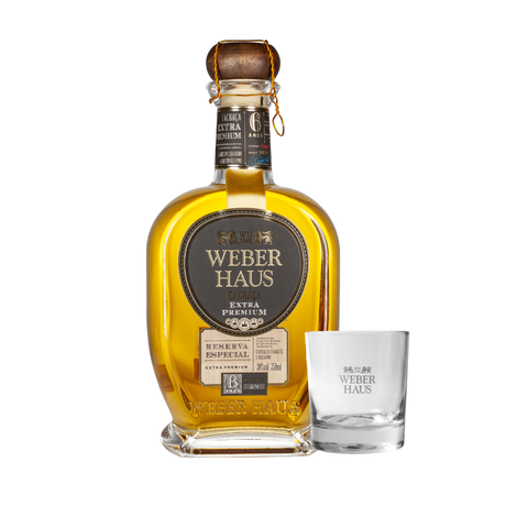 Combo Cachaça Weber Haus Extra Premium 6 anos, 750ml com Copo Rocks