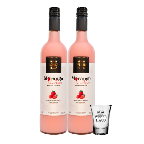 Combo dois Licores de Morango Weber Haus com Copo Dose Olé