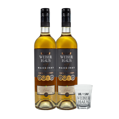 Combo duas Cachaças Weber Haus 7 Madeiras com Copo Dose Americano