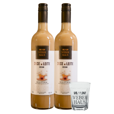 Combo 2 Licores de Doce de Leite Weber Haus com Copo Martelinho Americano