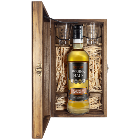 Estojo Madeira Única e 2 Copos