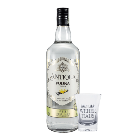 Kit Vodka Antiqua Vanilla 1000ml, com Copo de Shot 60ml